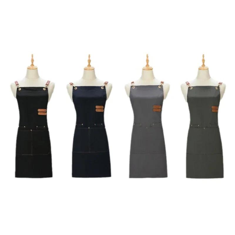 Kitchen Apron with Pockets, Work Clothes, Chin Cleaning Apron, Restaurant Waiter Work Clothes
