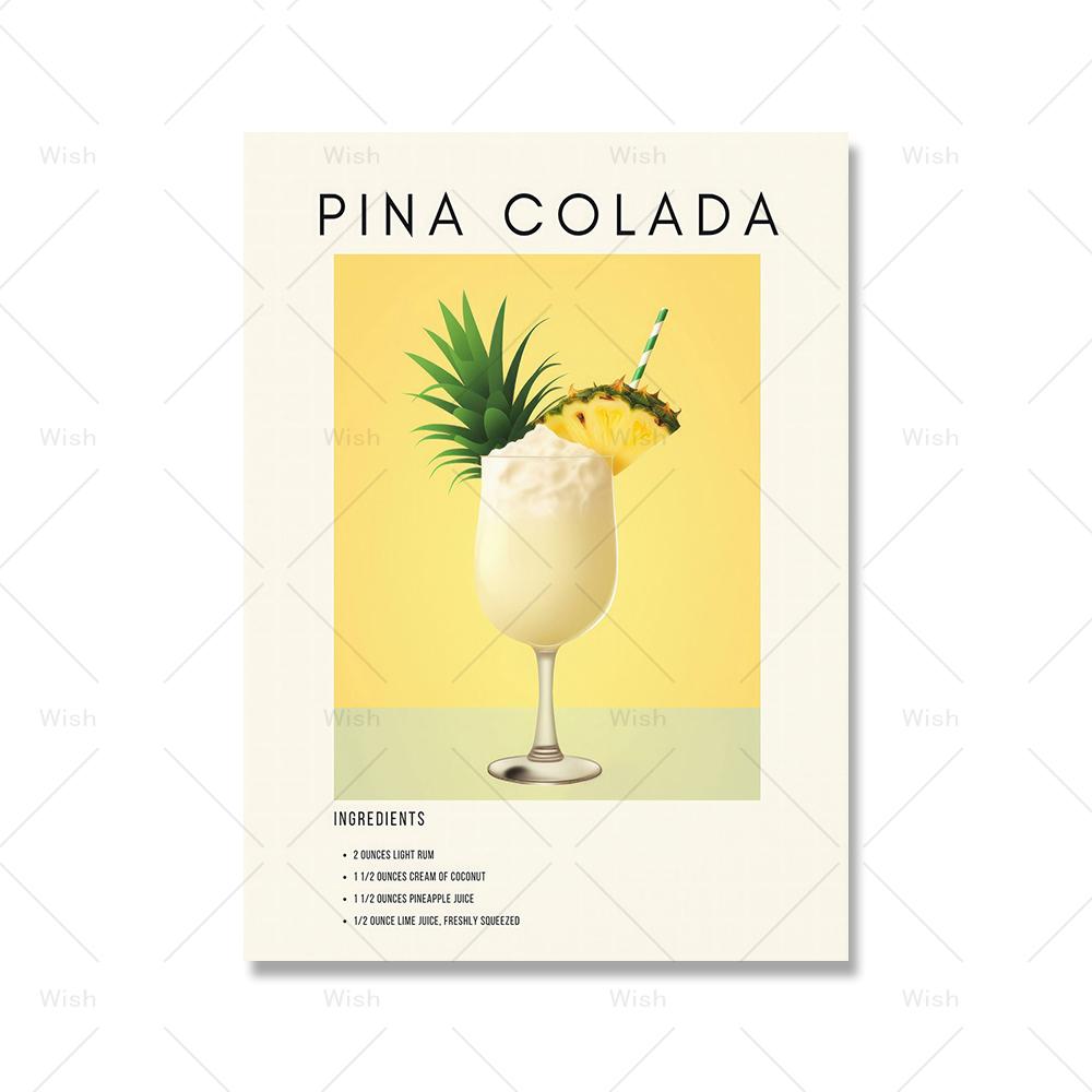 

Cocktail Mai Tai Caipirinha Cin & Tonic Bar Vintage Wall Art Canvas Painting Nordic Posters And Prints Picture For Kitchen Decor 21x30cm No Framed