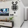Nordic Style Deer Head Wall Clock Silent Movement Wood Wrought Iron Double layer Design For Household Living Room Decoration