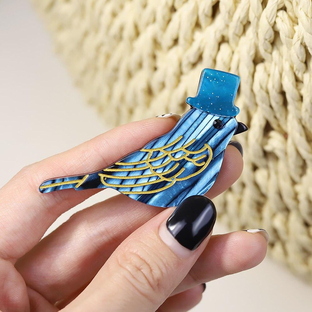 Blucome Vivid Acrylic Cute Bird Brooches Pins for Women Animal Brooch Fiber Halloween Christmas Party Gift Costume Jewelry