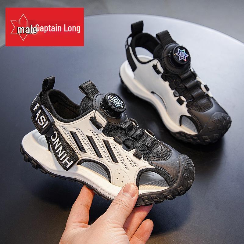 

Детские легкие нескользящие пляжные сандалии с открытым носком, унисекс, в повседневном спортивном стиле 34