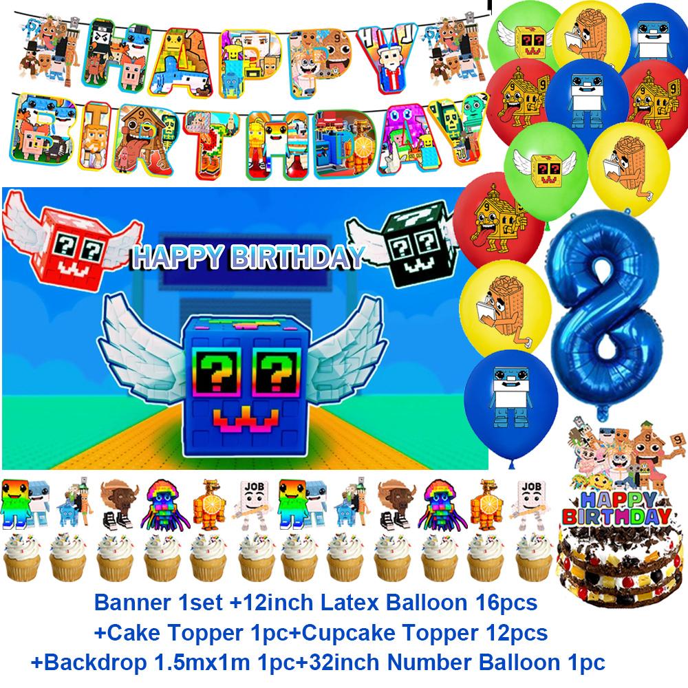 Steal N Catch The Brainrot Birthday Party Decorations Number Balloon Cake Topper Popular Game Background Party Supplies Kid Gift