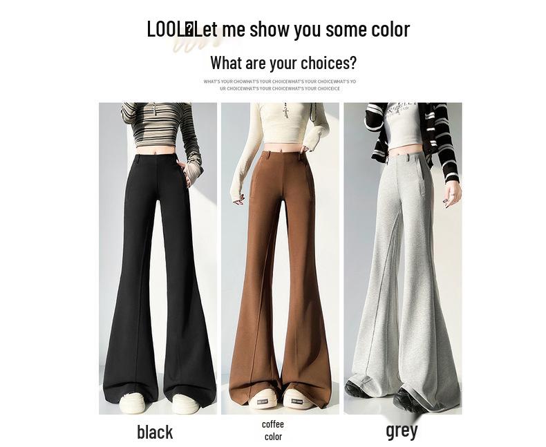 2026 Spring Women's Petite Low-Waist Micro-Flare Wide-Leg Sweatpants – Slimming, High-End Feel