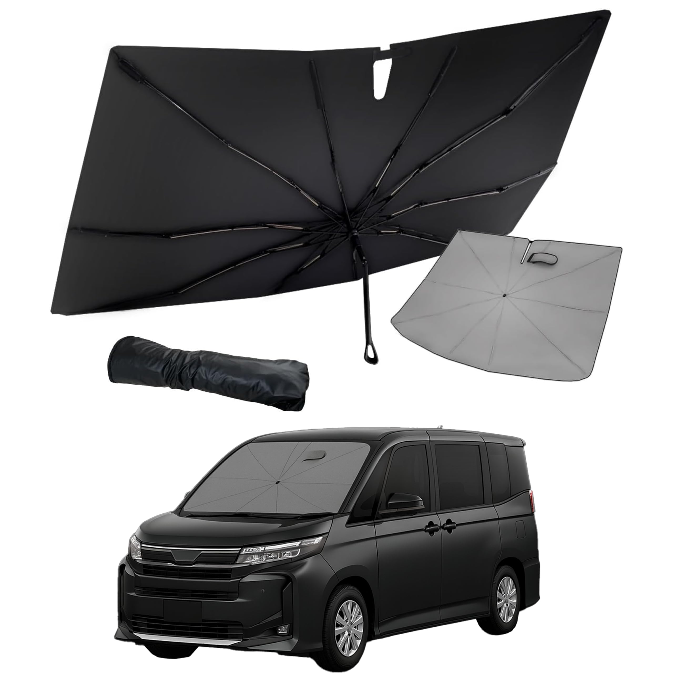 

Latest SunYard Car Sunshade for Voxy 90 Series and Noah 90 Silicone Sun Easy Storage Bag Compact Design [2025 Model] Series, Grip, Umbrella-Style, чёрный