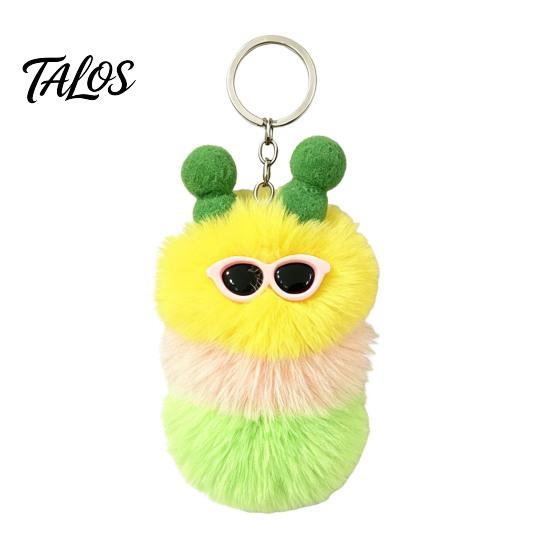 Caterpillar Keyring Pendant Plush Sunglasses Keychain, Soft Backpack Purse Charm Keychain Bag Charm, Colorful Stuffed Toy