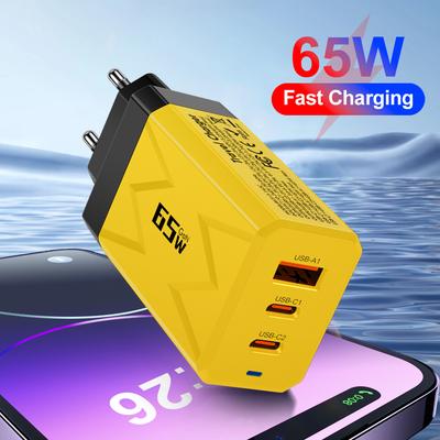 Ładowarka 65W USB Typ C UE/US/KR PD 3.0 Szybkie ładowanie Ścienna Do telefonu Adapter Do iPhone 15 Xiaomi Samsung