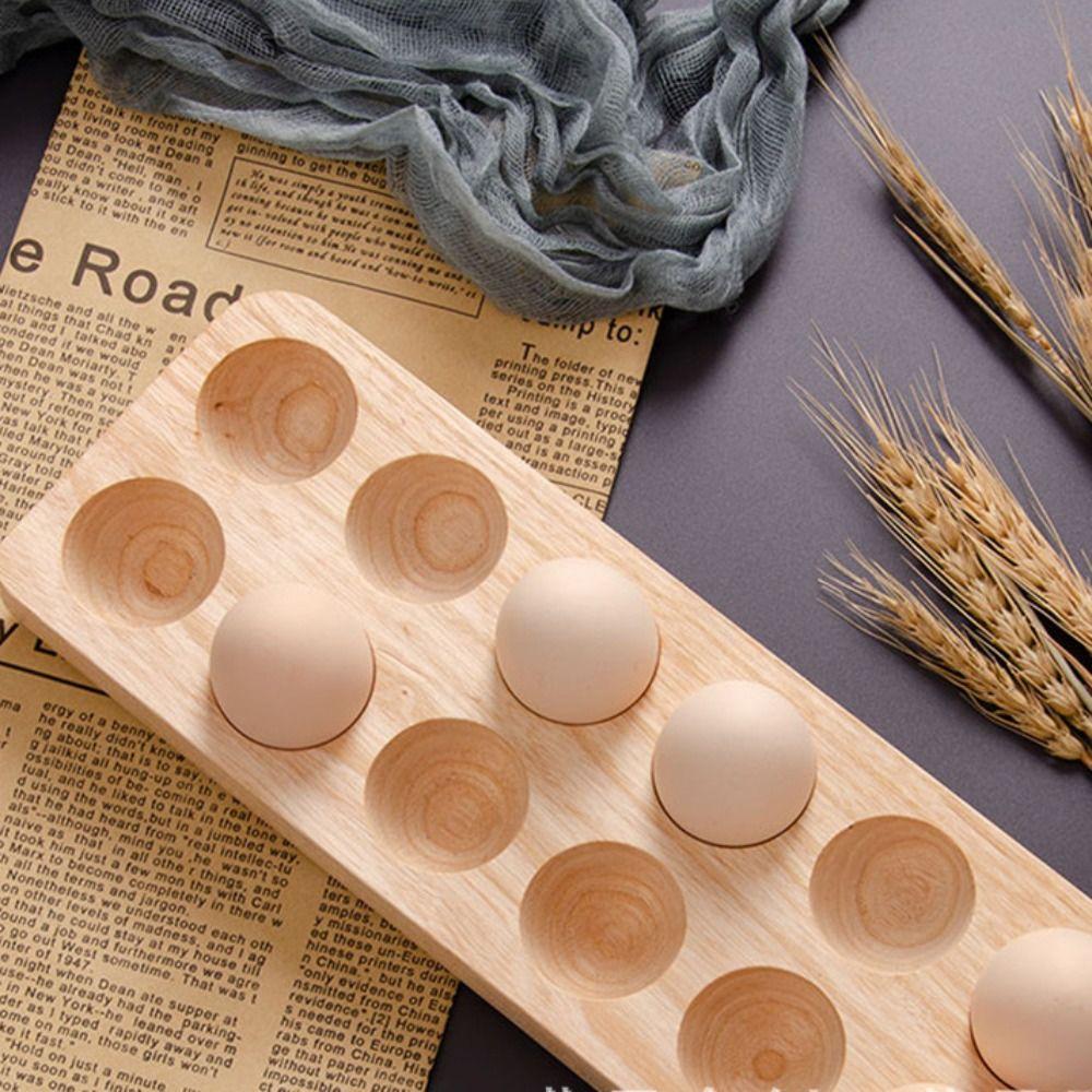 4/6/12 Holes Wooden Egg Holder Japanese-style Egg Storage Rack Egg Organizer Egg Plate  Tabletop