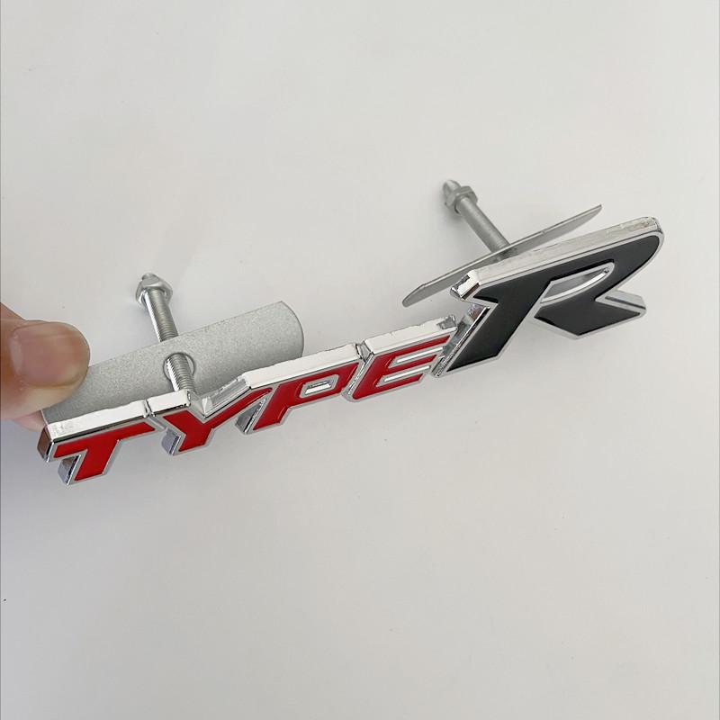 3D Metal Type R Logo Badge Car Front Grill Emblem For Honda Accord Civic FK2 FN2 EP3 Type S Type R Sticker Accessories