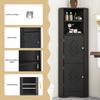 Bathroom Cabinet, Bathroom Furniture, Corner Cabinet with Two Storage Compartments, Open Compartment with Adjustable Shelf, 36.5x 36.5 x 155 cm, Black