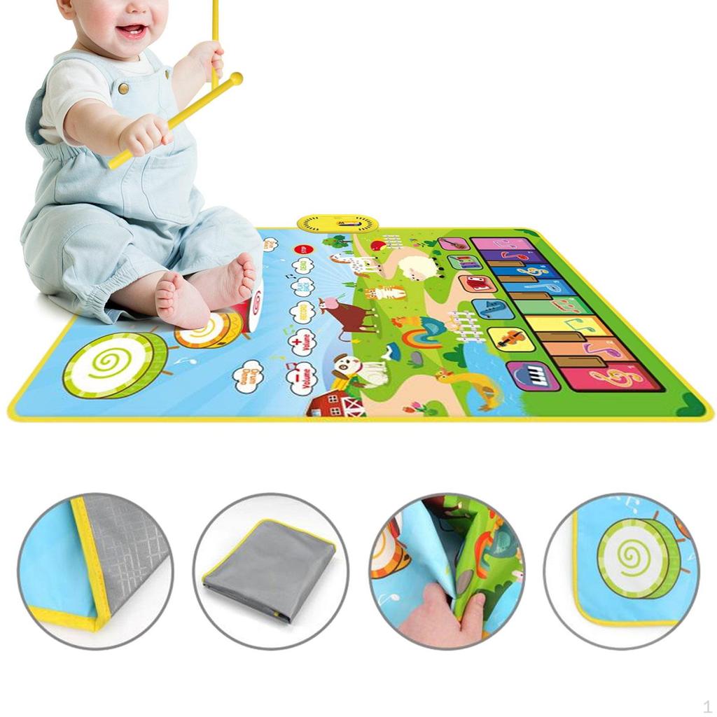 Baby Musical Piano Mat Brain Development & Drum with 6 Keys 2 in 1 for Child