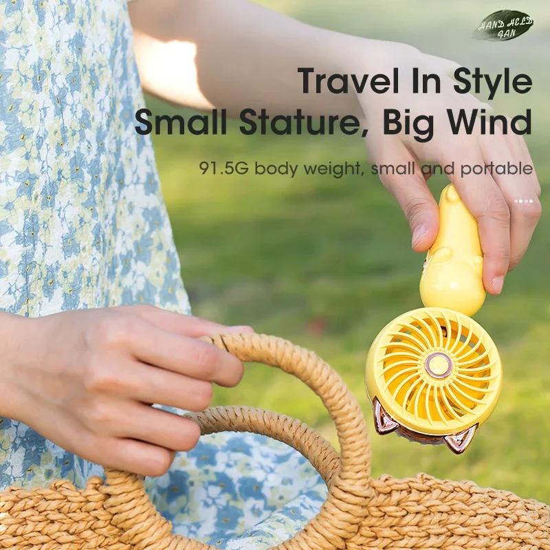 Mini Electric Small Fan 3 Speeds Cool Air Cute Pet Portable Folding Handheld Student Dormitory Home Outdoor Travel Home Fans