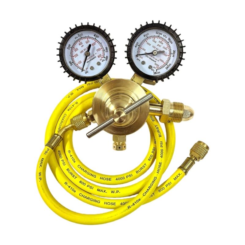 Easy to Operate Nitrogen Pressure Reducer Featuring Included Inflation Hose for Quick Connection Applications in Workshops