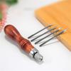 Hand Sewing Awl Set Pin Punching Wood Handle for Leatherworking Enthusiasts