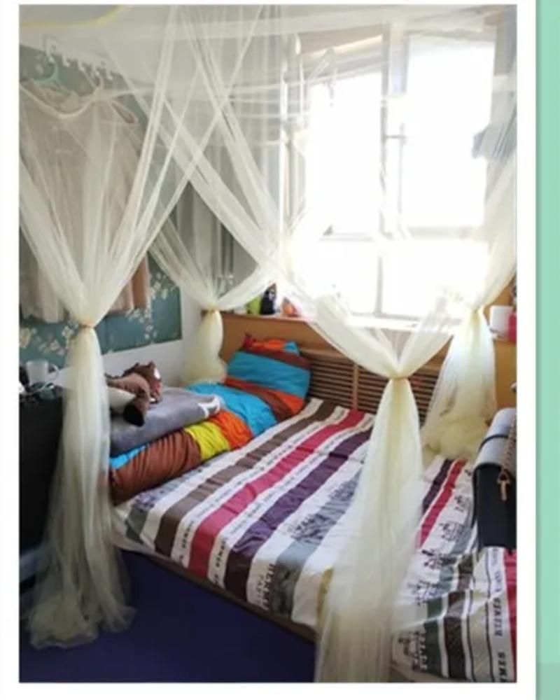 Sexy Mosquito Net Palace Four Door King/Queen Double Size Home Single  Bed Prevent Insect Outdoor Square Grace White Canopy Net