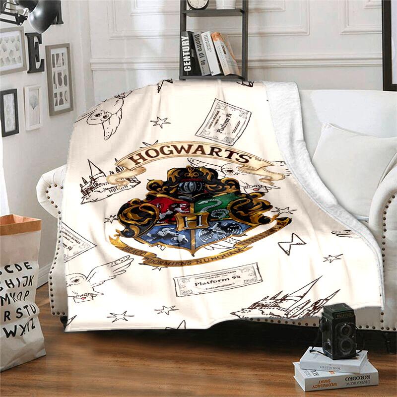 1pc Hogwarts Crest with Houses Symbols Cartoon Blanket,Portable Throw for Travel & Camping, All Season Cozy Blanket,Ideal Gift