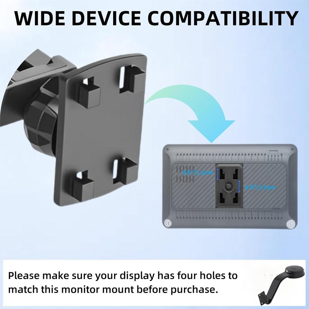 Suction Cup Mount For Carplay Screen, Adjustable Aluminum Alloy Arm, Low Profile Dashboard Mount With 78Mm Strong Adhesive Disk For All Car Display