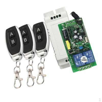 433MHz Wireless Remote Control Switch 85-250V 2 CH Relay Receiver Module + 3 RF For Garage Door