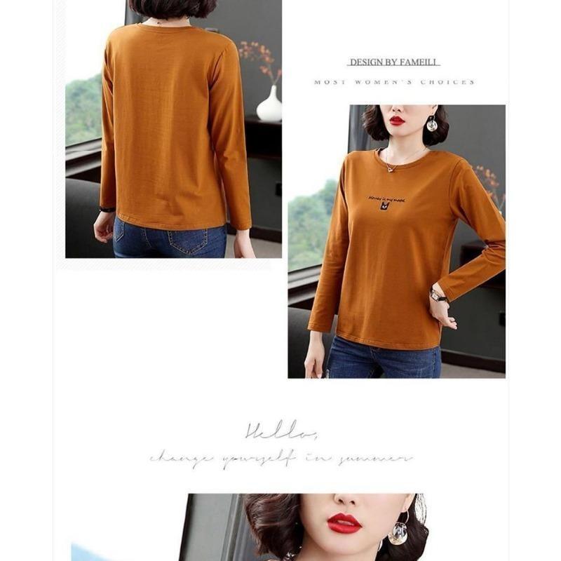 Mode Langarm T-Shirt Damen Tops Herbst Neu Locker Mode Einfach Rundhals Vielseitiges Unterziehshirt