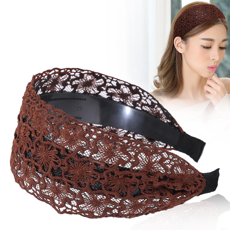 Koreanischer Damen Spitzen-Haarreif mit breiter Krempe für süßen Mori-Girl-Stil