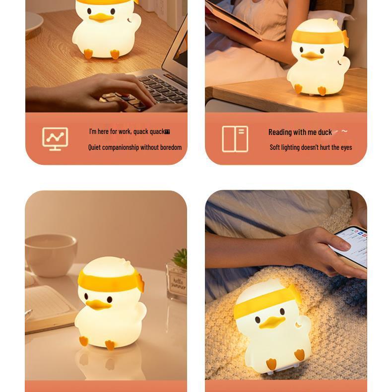 Silicone Duck Night Light - Touch Dimmable Bedroom Lamp for Mother and Baby
