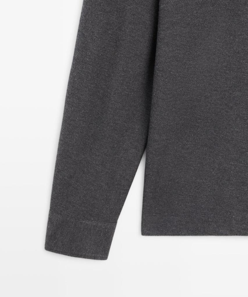 Masimodutti Long Sleeve Textured Pique Polo Shirt