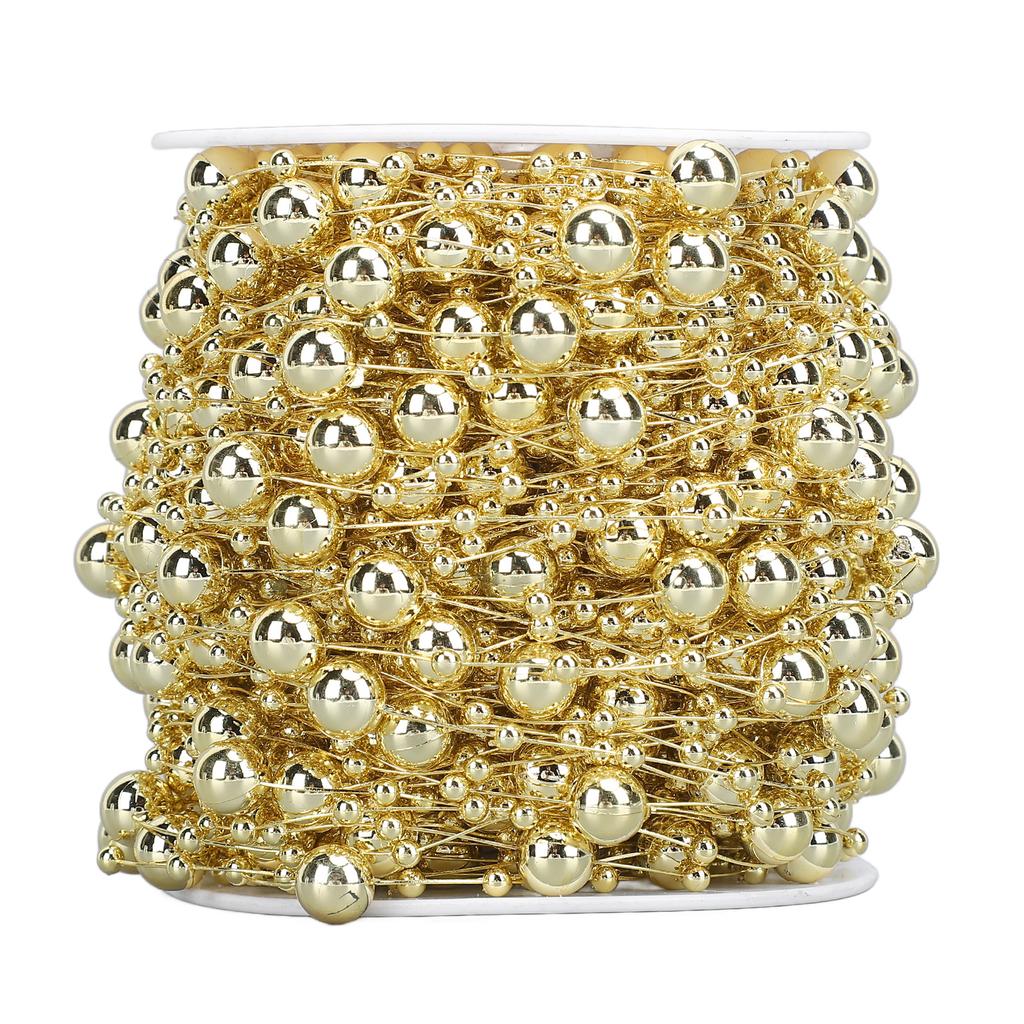 1 Roll Prl Bds Chain Artificial Prl Strand Trim String for Flower Wrth Wedding Bouquet Party Decoration