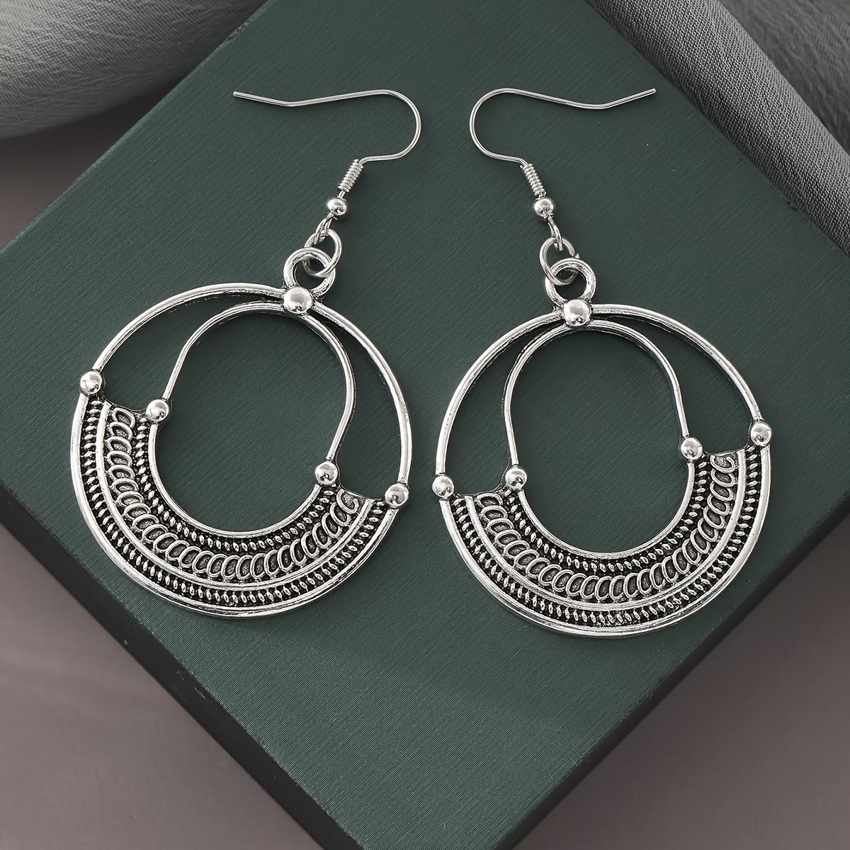 

Retro round hollow creative pendant earrings daily wear accessories fashion female gift