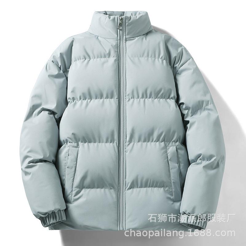 Einfarbig Stehkragen Baumwollgepolsterte Kleidung Herren Neu Winter Verdickt Warm Brot-Kleidung Locker Trend Baumwollkleidung Jacke