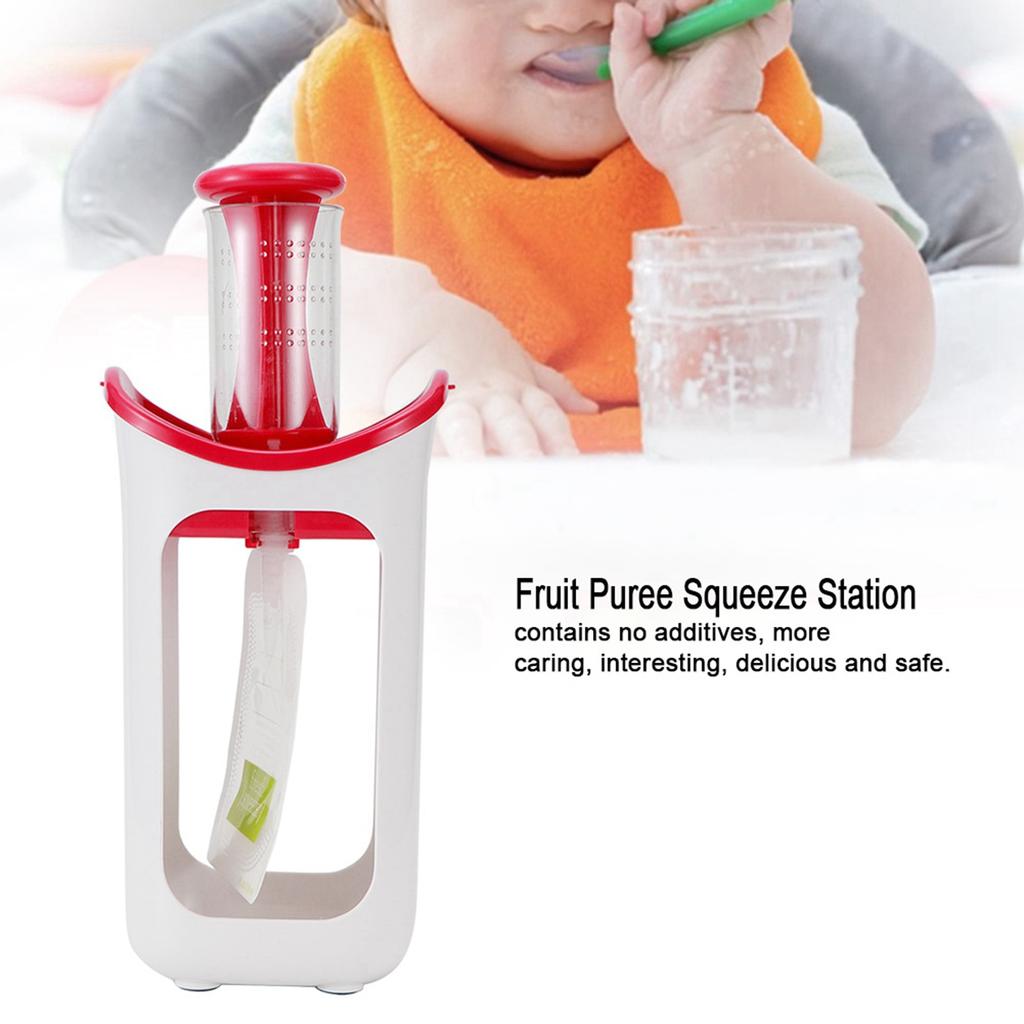 Stazione Spremibottiglie Sistema Pressa & Conserva Spremibottiglie Portatile per Frutta per Bambini Sacchetti Alimentari per Cucina di Casa(blu )
