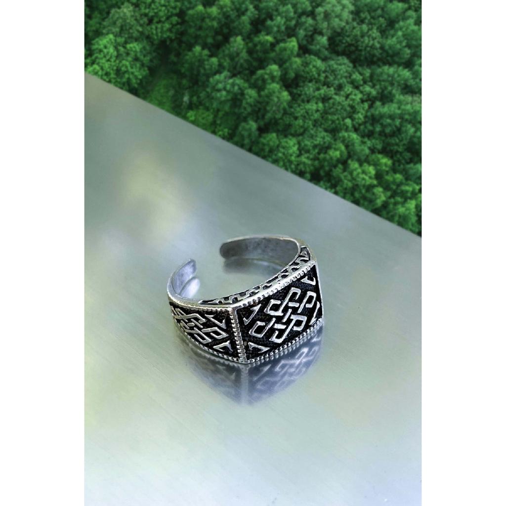 Knight Labyrinth Model Unisex Adjustable Black Ring