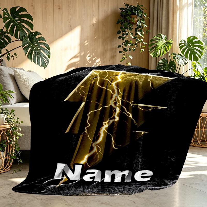 Custom Name Personalized Black Adam Print Blanket, Home Decor, Bedroom, Sofa, Camping, Couch, Gifts for Birthday Christmas