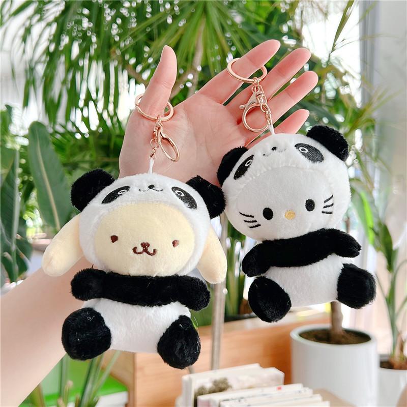 Cute Panda Plush Keychain Doll Cartoon Stuffed Animal Pendant Bag Charm Accessory