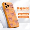 Magnético Para Magsafe Funda Para iPhone 17 Pro Max Patrón de Lazos Rosas Cubierta con Sensación de Piel Para iPhone 16 15 14 13 Pro Max