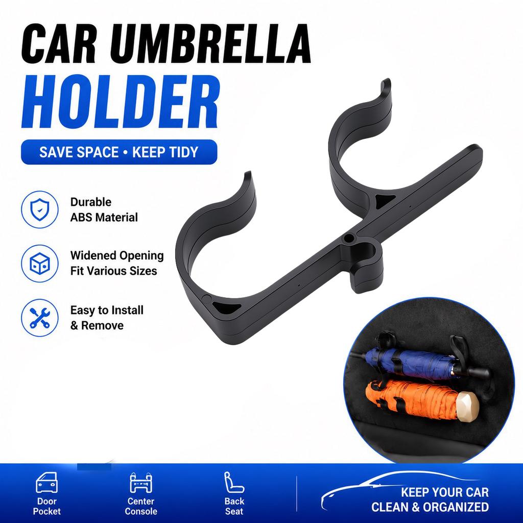 Universal Car Umbrella Hook Holder - Easy Clip-On Dashboard Storage Support Trunk and Seat Back Headrest Hanger Auto Accessories
