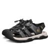 Leather Men'S Beach Shoes Fashionable And Comfortable Elastic Band Outdoor Sports Casual Shoes Breathable Hole Sandals