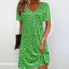 Summer new European and American V-neck floral short-sleeved dress casual vacation style women's clothing