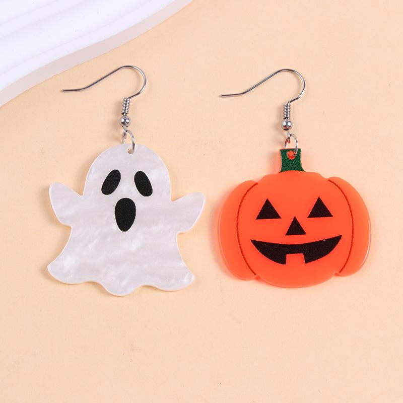 Personalized Colorful Bat Ghost Halloween Earrings Cartoon Pumpkins Spider Acrylic Drop Earring Cosplay Jewelry Accessory Gifts