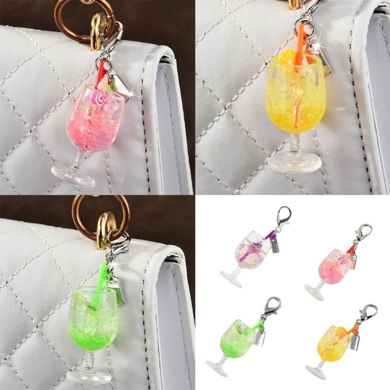 Multifunctional Small Tumbler Keychain with Fruit Charm Pendant Fashion Accessory for Bags and Keys Decoration