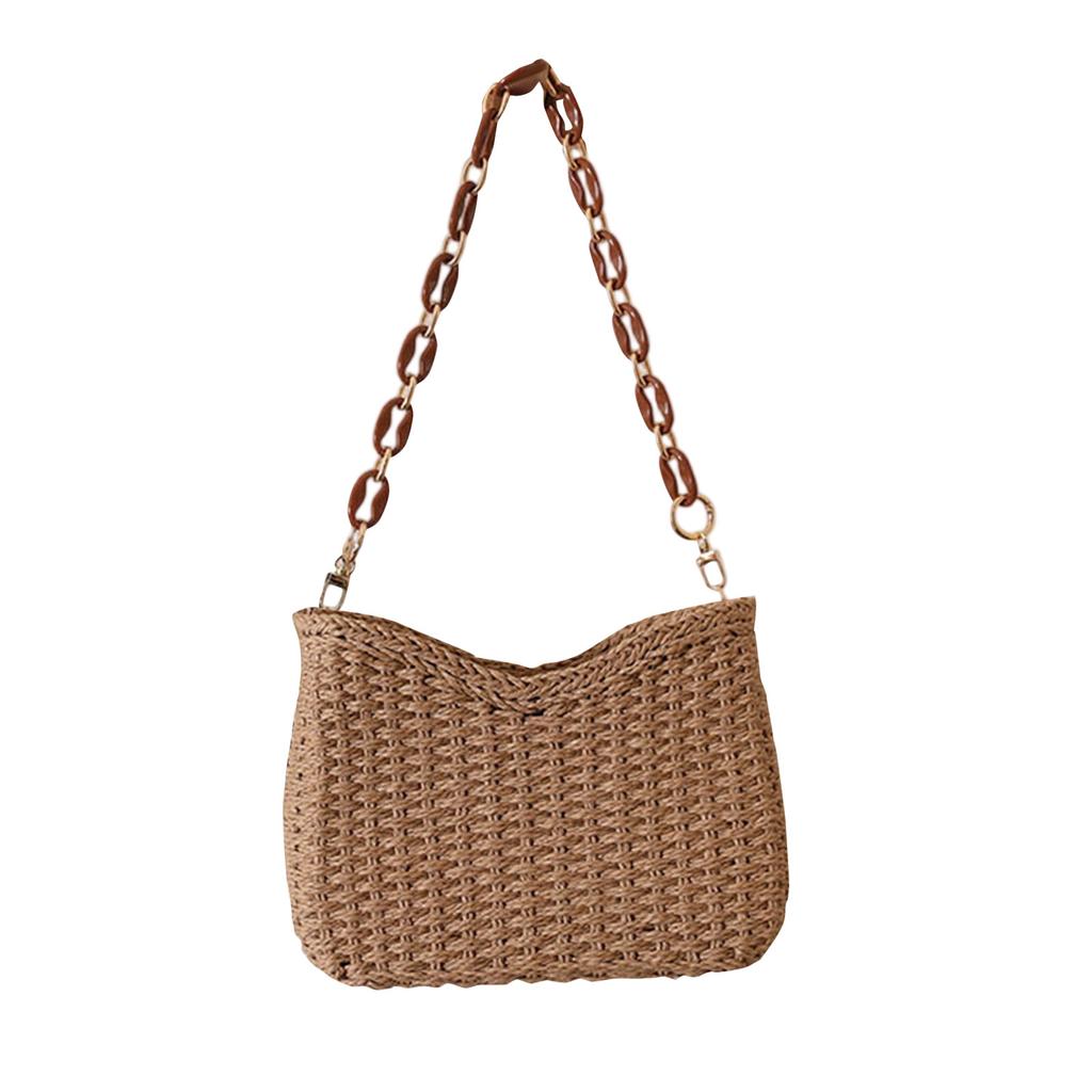 Straw Woven Shoulder Bag For Women Small Summer Beach Travel Crossbody Handbag Classical Satchel Purse