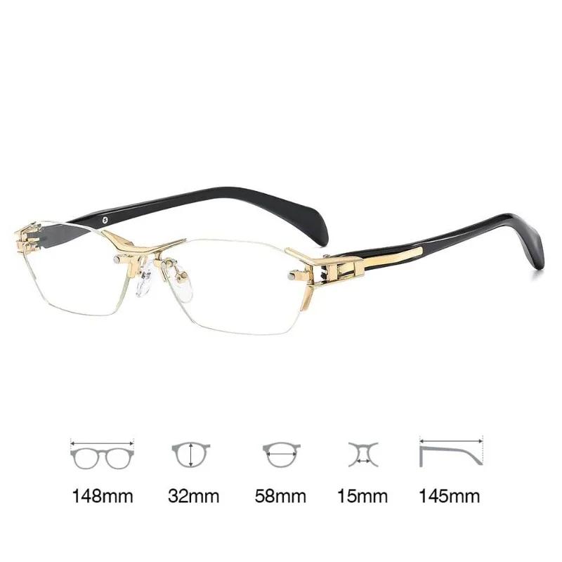 Square Rimless Belt Legs Reading Glasses Frame for Men Women Luxury Brand Business Presbyopia Eyeglasses Prescription Eyewear