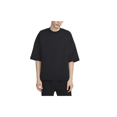 Solid Color Round Neck Casual Loose Fit Drop Shoulder Short Sleeve T-Shirt Men Tops Black FN2164-010