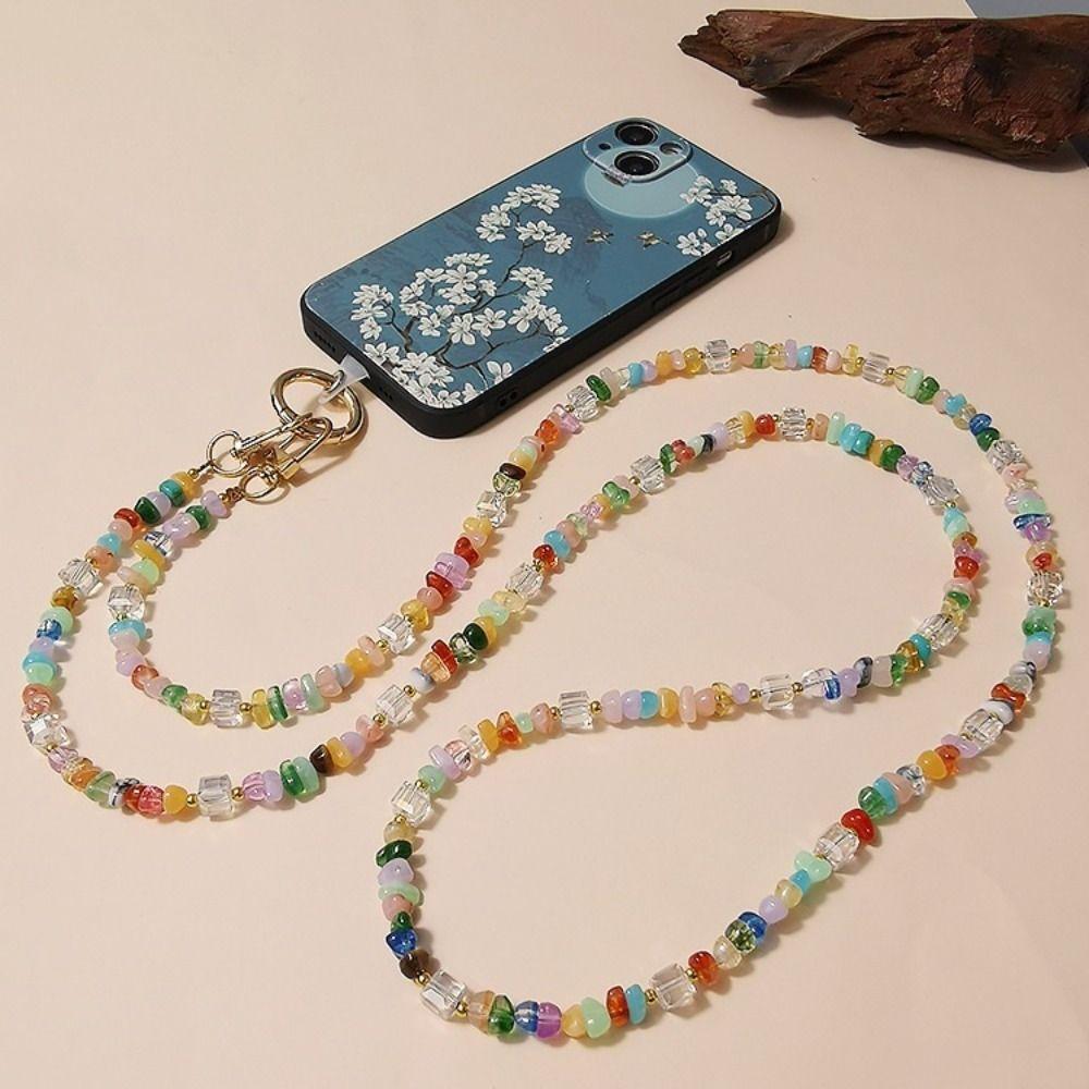 Lanière Longue pour Téléphone Pierre Précieuse Perles Porté en Bandoulière Chaîne de Téléphone Sangles pour Téléphone Portable Accessoires pour Téléphone