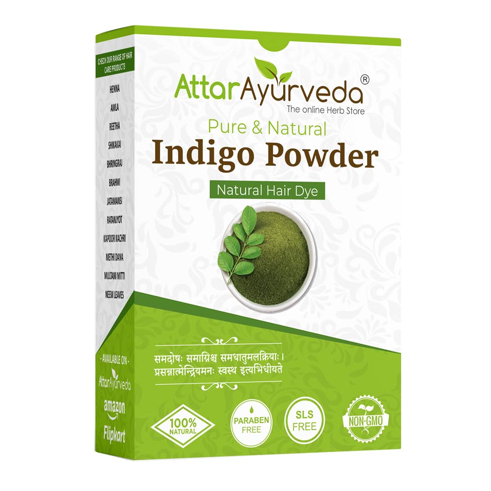 Attar Ayurveda Indigo Powder for Hair 200 g Pack of 1 Natural Black Hair Color Treatment