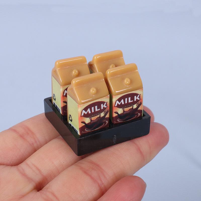 Dollhouse Milk Box Model | Miniature Food Toy Compartment | Play House Decoration Ornament