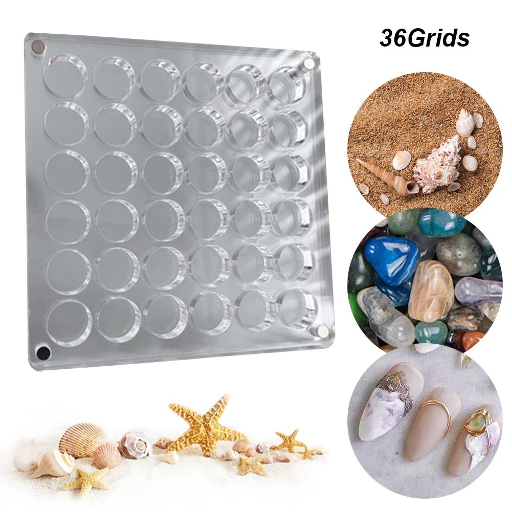 Acrylic Magnetic Seashell Storage Box 64/100 Grids Seashell Display Case Small Craft Bead Jewelry Organizer Rock Collection Box