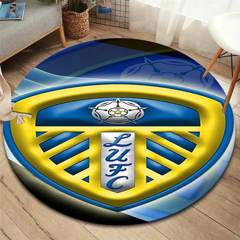 Leeds United Football Club Round Area Rug,Carpet Rug for Living Room Bedroom Sofa Playroom Decor,Non-slip Floor Mat