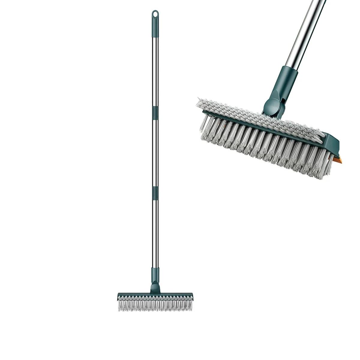 

Щетка для пола с регулируемой длинной ручкой 44 дюйма, многофункциональная щетка и скребок 3 в 1, вращающаяся на 45° жесткая щетина, НОВИНКА зелёный