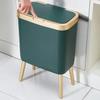 15L Press Type Waste Bin Nordic Trash Can with High Legs Narrow Slit Waste Basket with Lid Kitchen Bedroom Toilet Garbage Bins