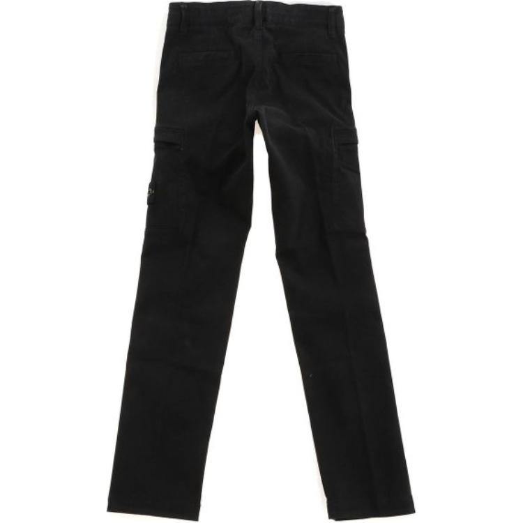 Stone Island Kids Solid Color Zipper Mid Waist Long Pants Kids bottoms Black 751630514-V0029