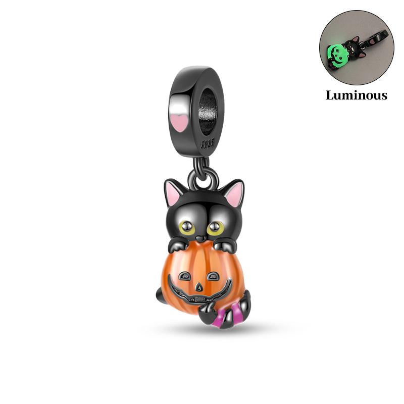New Luminous Halloween Skull Witch Pumpkin Candy Charms Beads Fit 3Mm Original Bracelets Diy Party Jewelry